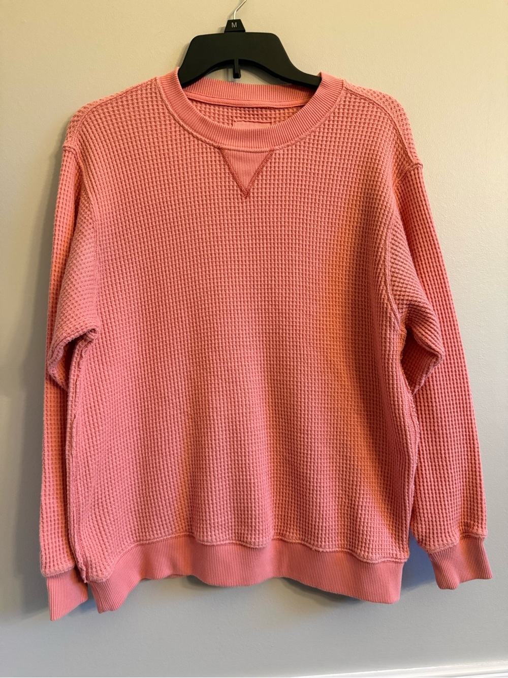 Aerie waffle knit crewneck, EUC, pink, XS